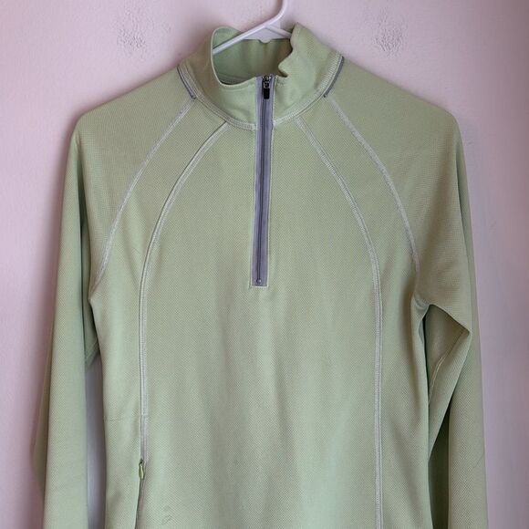 L.L.Bean Light neon Green Quarter-Zip Pullover base layer reflective small GUC - Picture 2 of 8